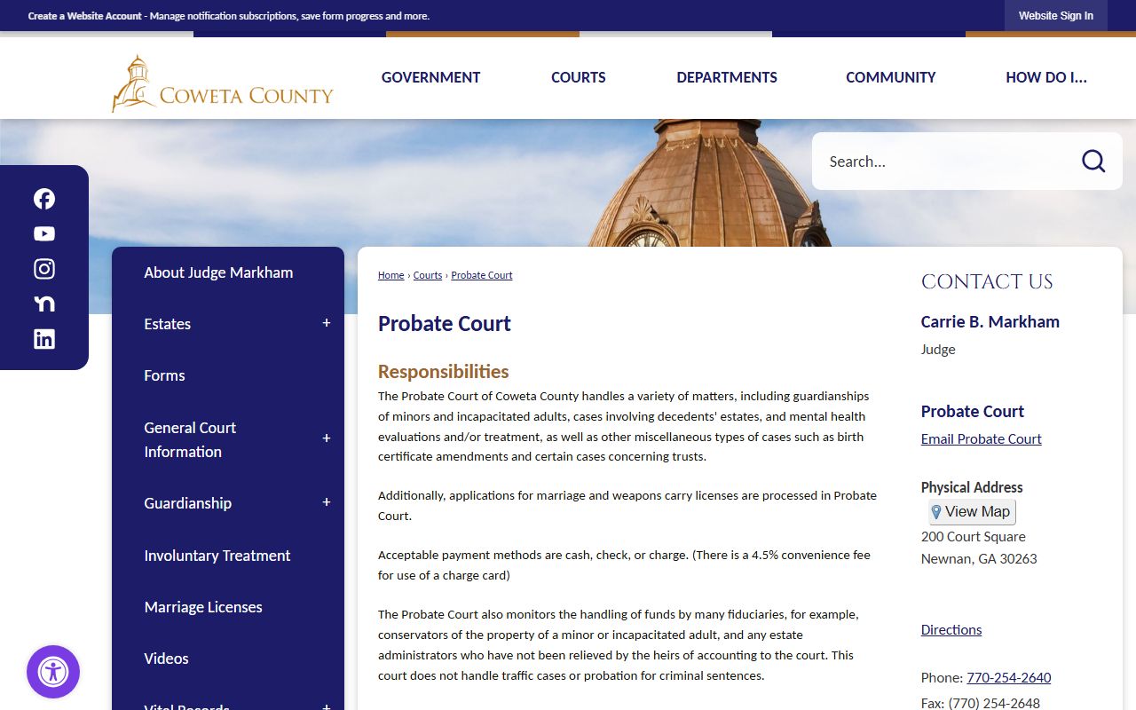 Coweta County probate court records Probate Court page