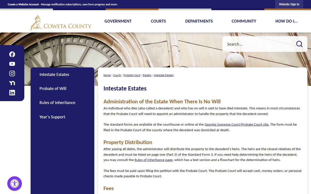 Coweta County probate records intestate estates page