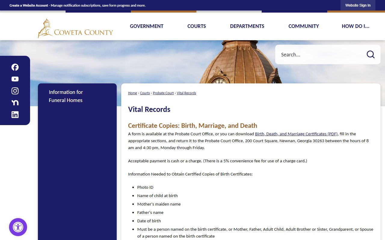 Coweta County marriage records vital records certificate page