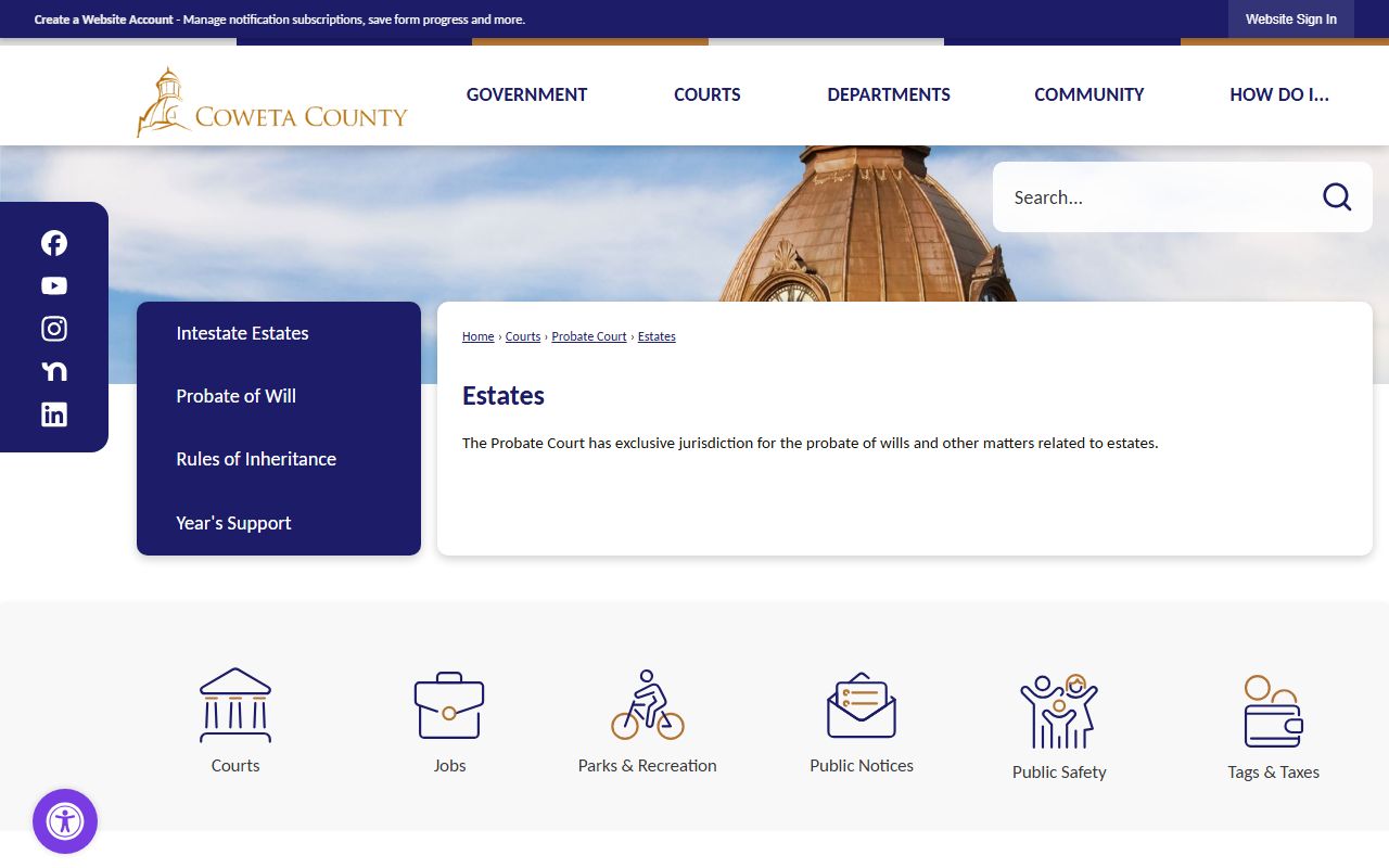 Coweta County probate records estates page