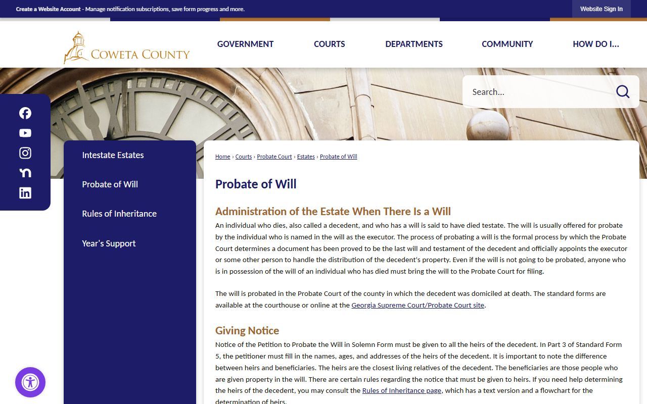 Coweta County probate records probate of will page