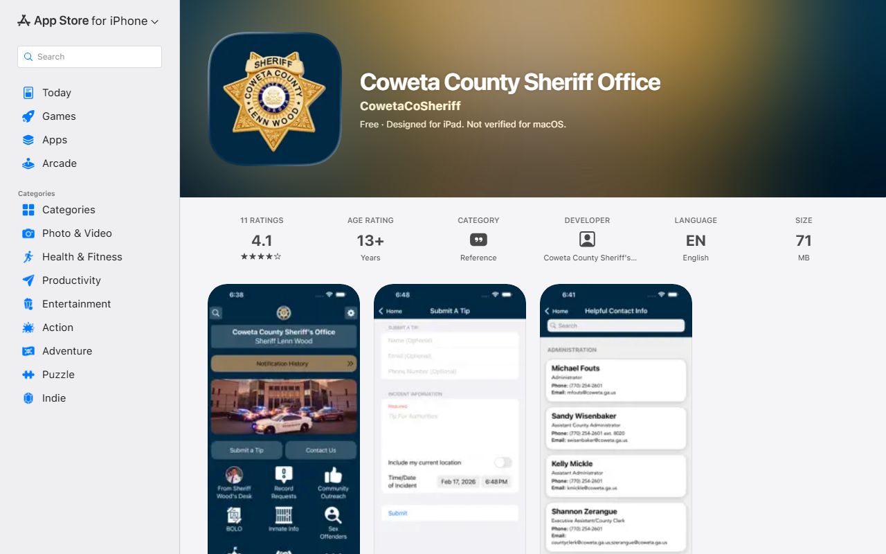 Coweta County warrant search Sheriff app on Apple App Store
