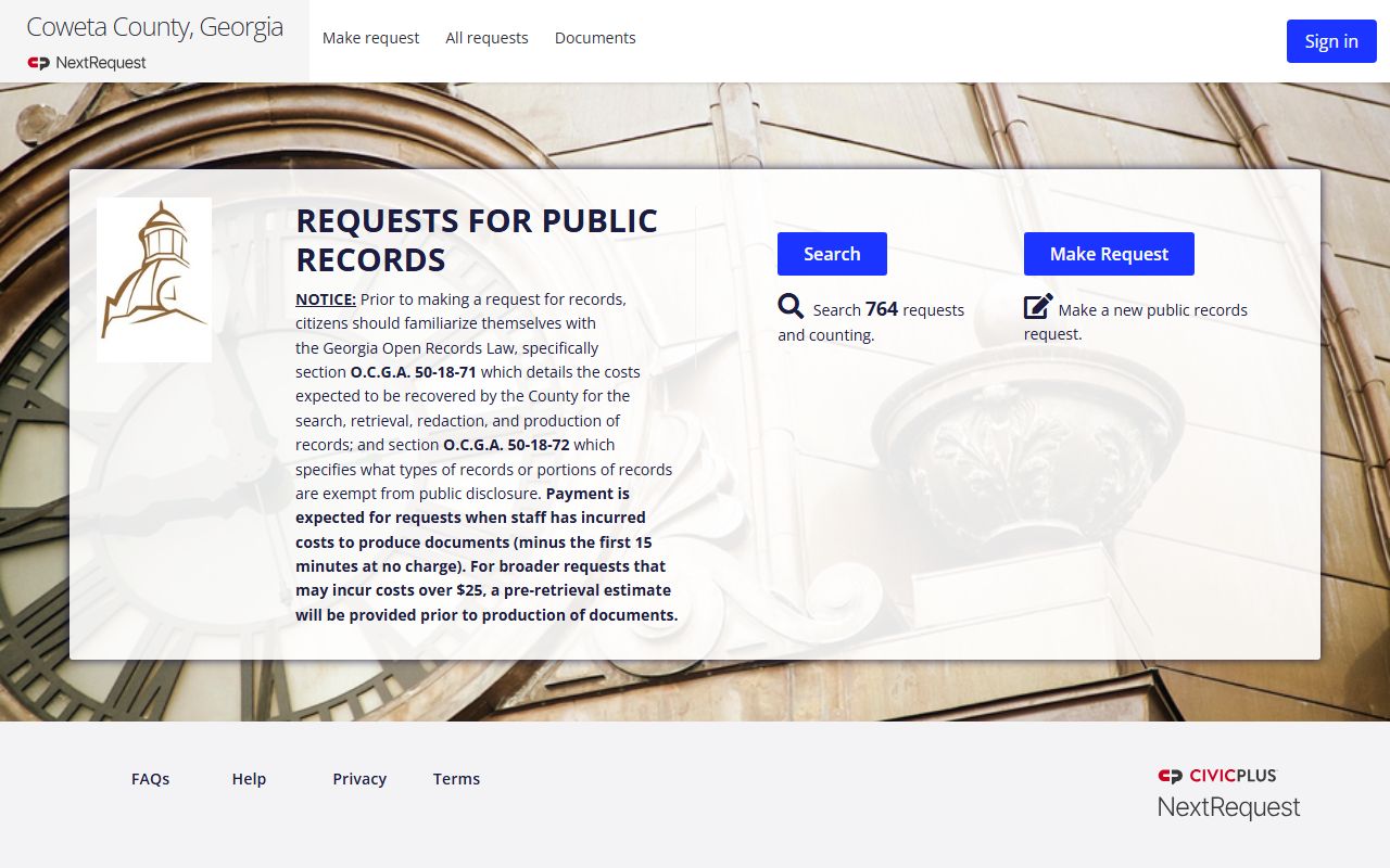 Coweta County inmate records NextRequest portal
