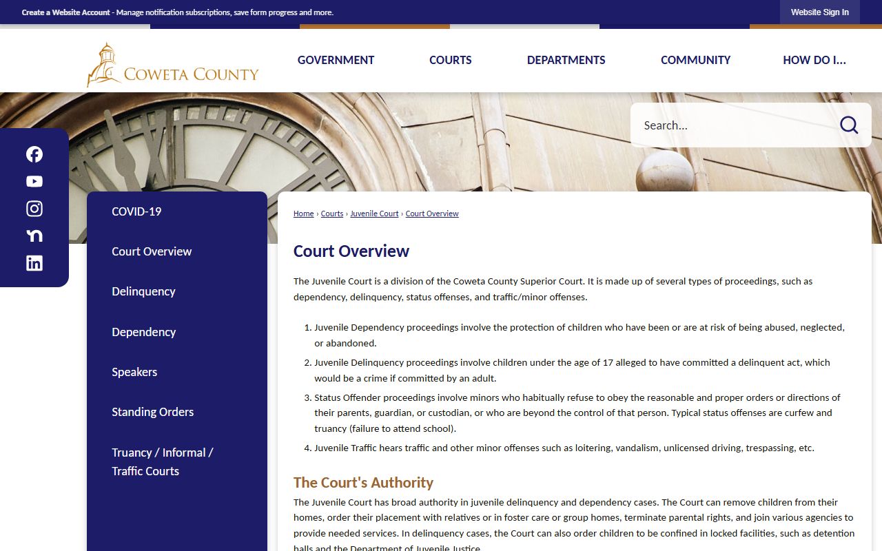 Coweta County Superior Court records juvenile court overview source