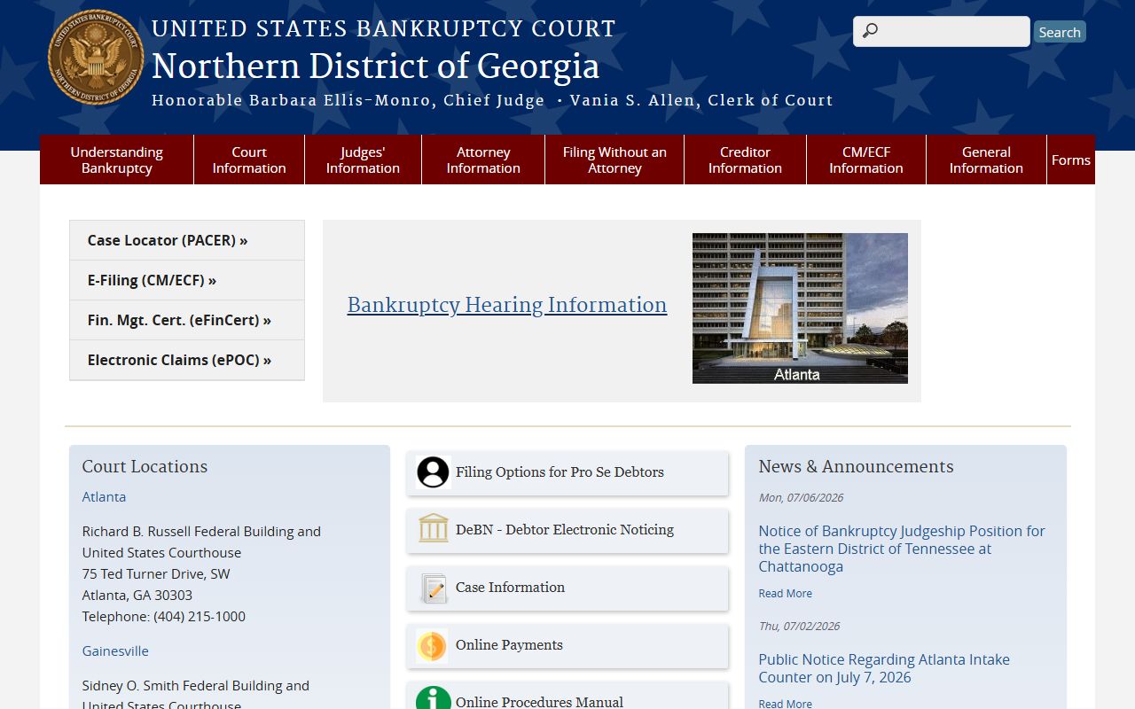 Coweta County Superior Court records federal bankruptcy court source
