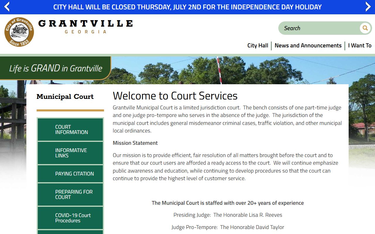 Coweta County traffic court records Grantville Municipal Court source
